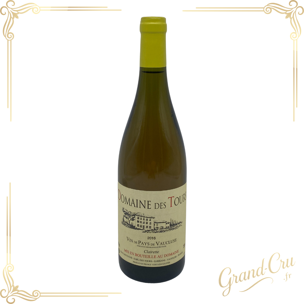 Bouteille de Domaine des Tours Blanc 2016, vin blanc expressif et solaire signé Emmanuel Reynaud en Vallée du Rhône