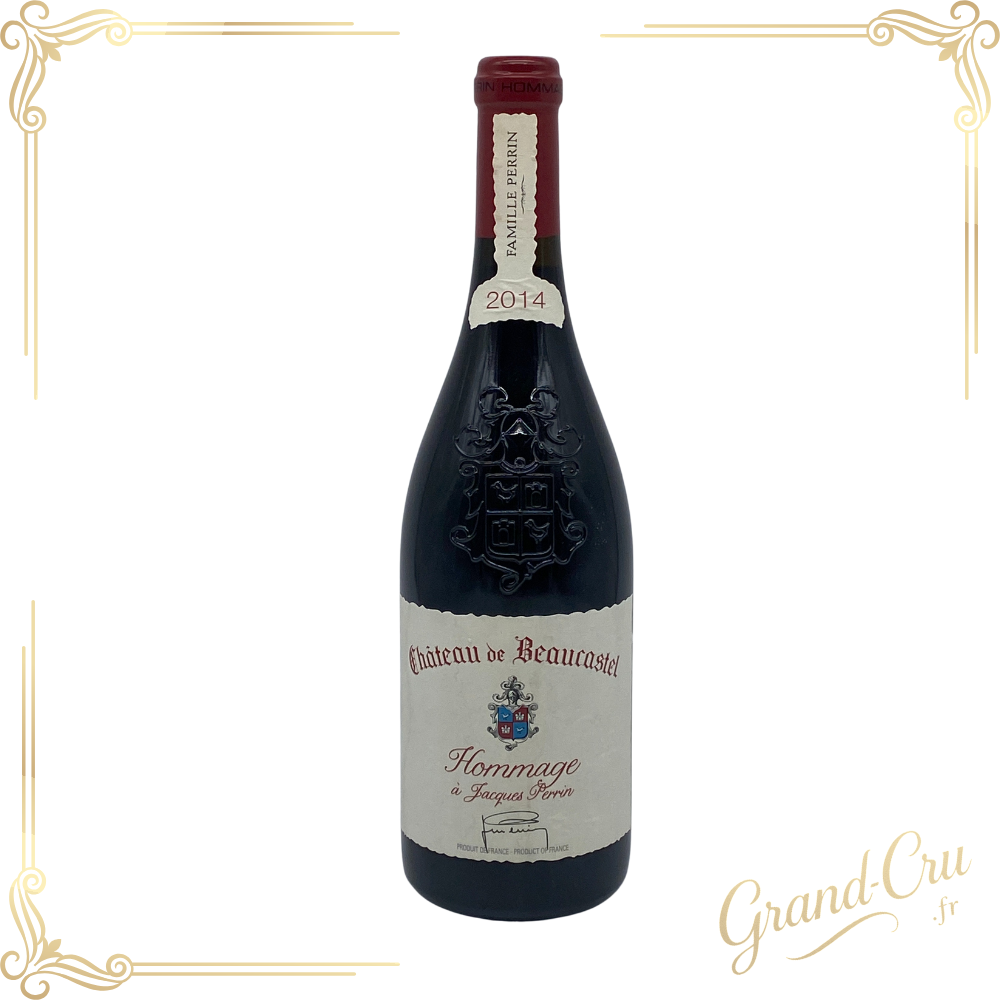 Hommage à Jacques Perrin 2014 – Château de Beaucastel, Châteauneuf‑du‑Pape rouge prestigieux, millésime rare et puissant, bouteille de grand vin du Rhône