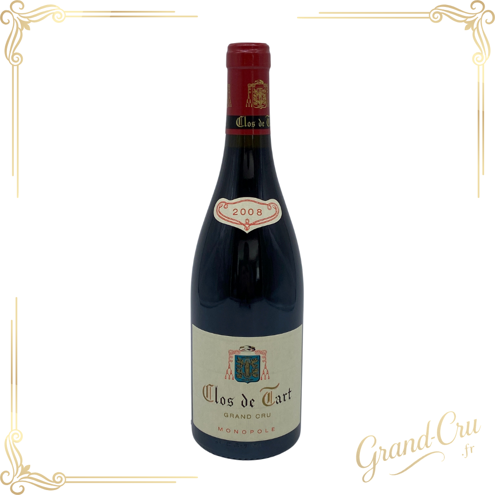 Bouteille de Clos de Tart 2008, grand cru de Bourgogne, réputé pour sa profondeur, son élégance et son pinot noir d’exception.
