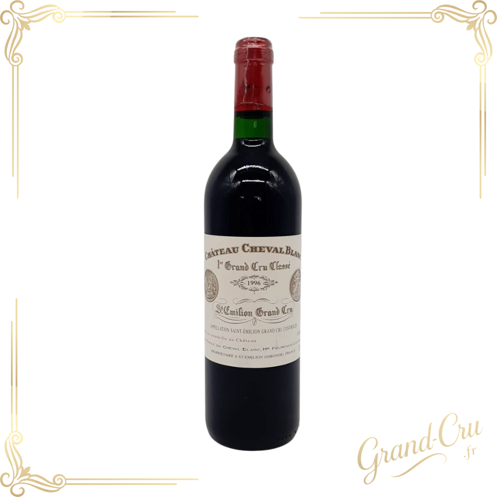 Bouteille de Château Cheval Blanc 1996, Premier Grand Cru Classé A de Saint‑Émilion, vin rouge élégant et à parfaite maturité sur le site www.grand-cru.fr