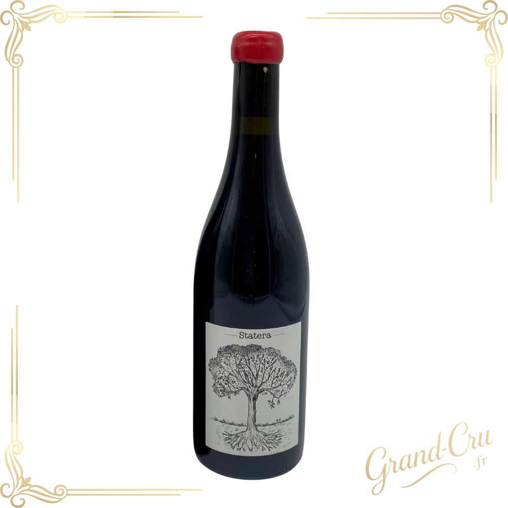 Bouteille de Château Bellevue Statera 2020, vin rouge, présentée debout avec son étiquette élégante sur fond neutredans un cadre grand-cru.fr