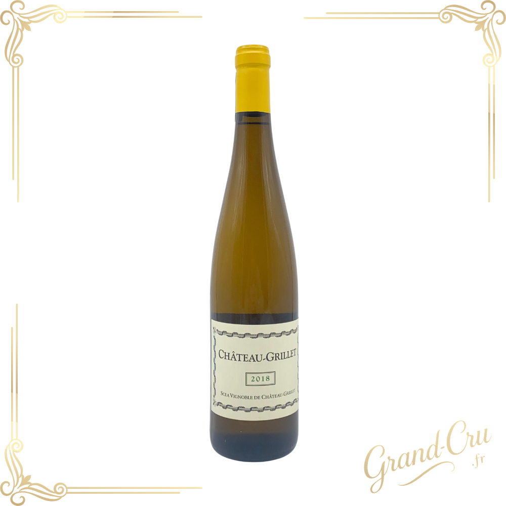 Bouteille de Château Grillet 2018, grand vin blanc rare du Rhône, issu du monopole historique de l’appellation sur le site www.grand-cru.fr